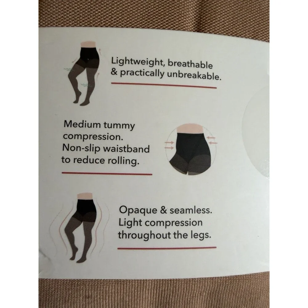 Shapermint Essentials Ultra-Resistant Shaping Tights Tan Size Small